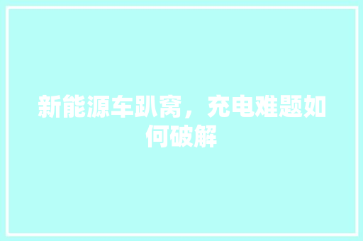 新能源车趴窝，充电难题如何破解