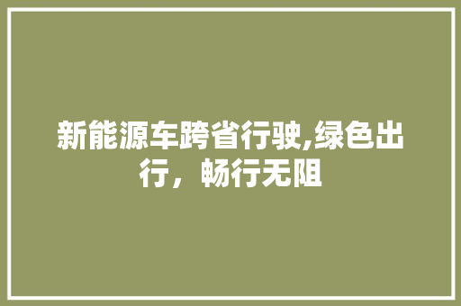 新能源车跨省行驶,绿色出行，畅行无阻  第1张