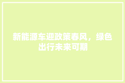 新能源车迎政策春风，绿色出行未来可期