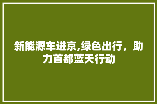 新能源车进京,绿色出行，助力首都蓝天行动