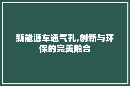 新能源车通气孔,创新与环保的完美融合