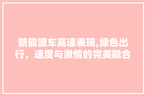 新能源车高速表现,绿色出行，速度与激情的完美融合