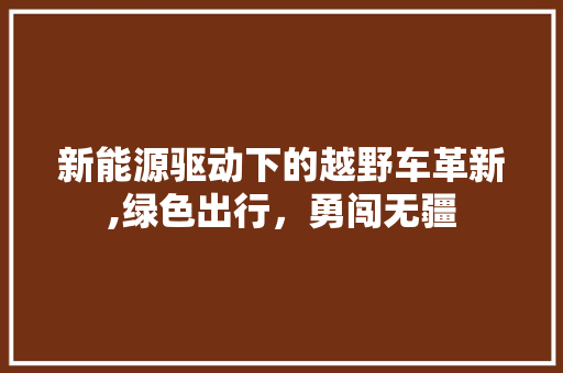 新能源驱动下的越野车革新,绿色出行，勇闯无疆  第1张