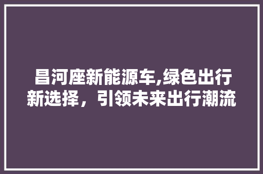 昌河座新能源车,绿色出行新选择，引领未来出行潮流