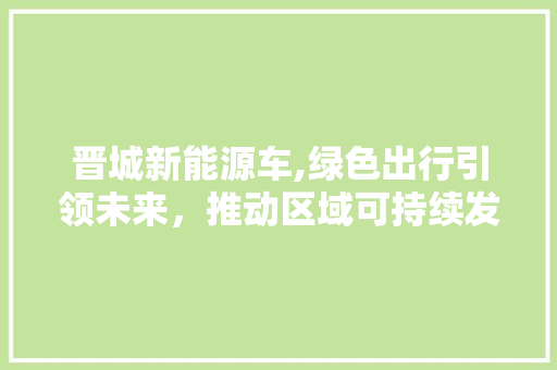 晋城新能源车,绿色出行引领未来，推动区域可持续发展  第1张