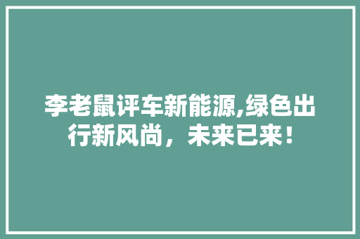 李老鼠评车新能源,绿色出行新风尚，未来已来！