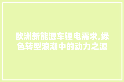 欧洲新能源车锂电需求,绿色转型浪潮中的动力之源  第1张