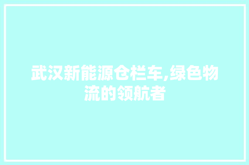 武汉新能源仓栏车,绿色物流的领航者