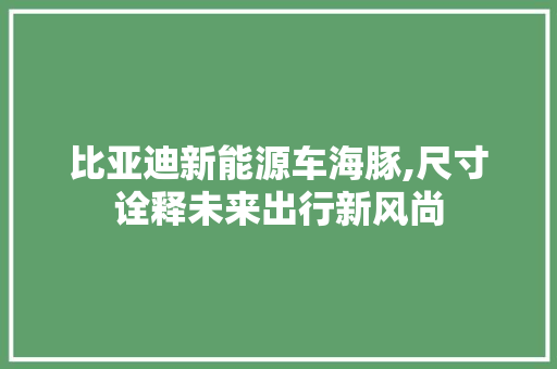 比亚迪新能源车海豚,尺寸诠释未来出行新风尚