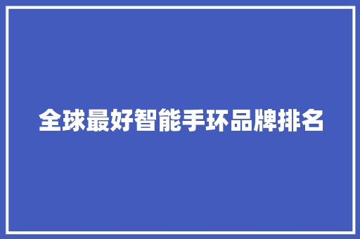 全球最好智能手环品牌排名