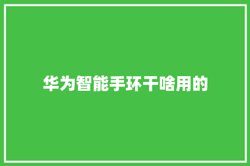 华为智能手环干啥用的