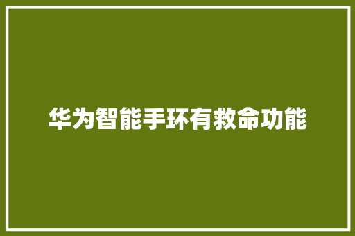 华为智能手环有救命功能