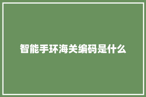 智能手环海关编码是什么