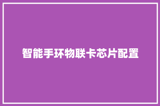 智能手环物联卡芯片配置