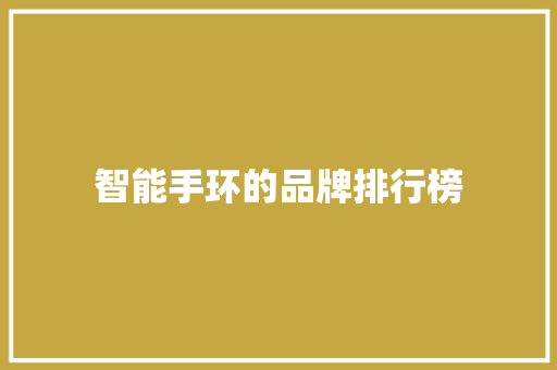 智能手环的品牌排行榜  第1张