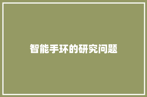 智能手环的研究问题