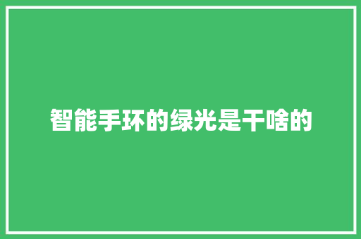 智能手环的绿光是干啥的