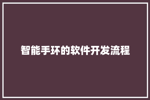 智能手环的软件开发流程