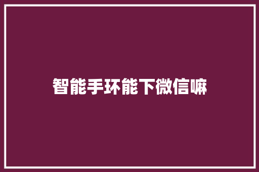 智能手环能下微信嘛  第1张