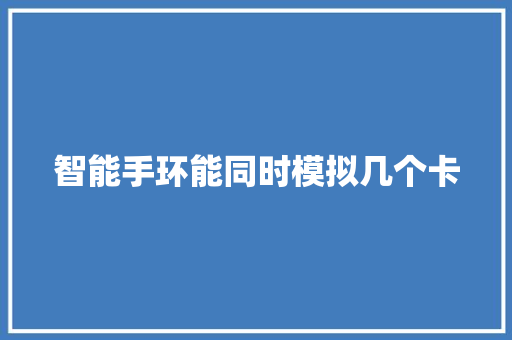 智能手环能同时模拟几个卡