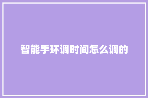 智能手环调时间怎么调的