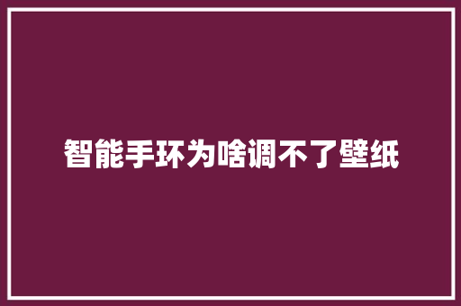 智能手环为啥调不了壁纸  第1张
