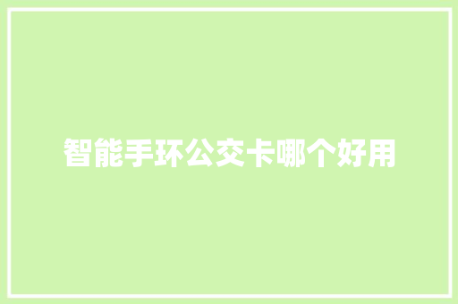 智能手环公交卡哪个好用