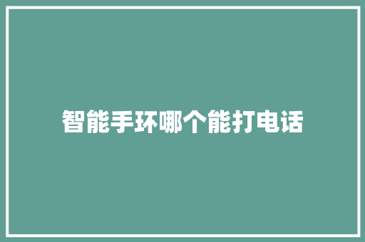 智能手环哪个能打电话