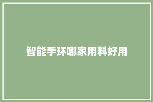 智能手环哪家用料好用
