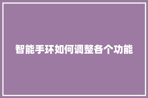 智能手环如何调整各个功能