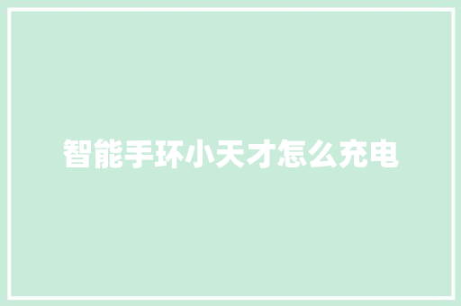 智能手环小天才怎么充电