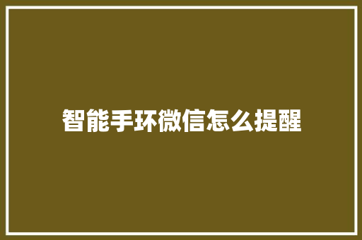智能手环微信怎么提醒