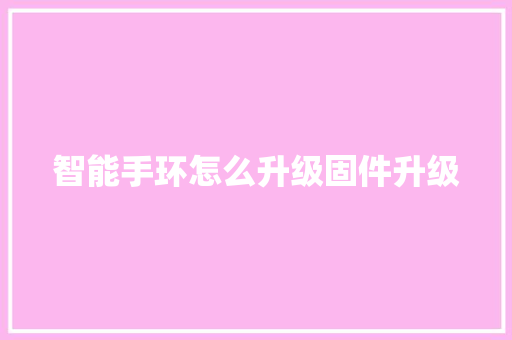 智能手环怎么升级固件升级  第1张