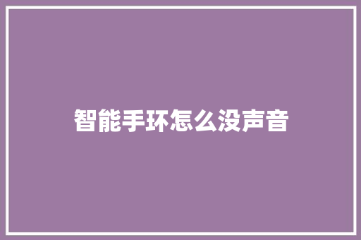 智能手环怎么没声音  第1张