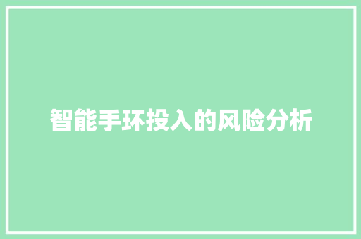 智能手环投入的风险分析