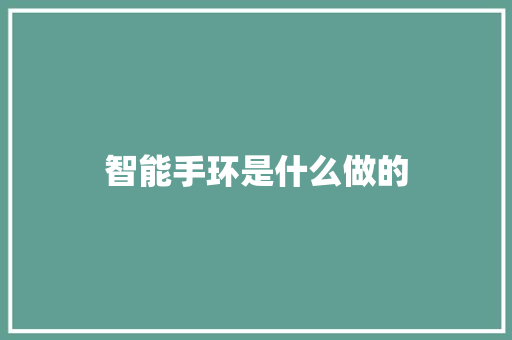 智能手环是什么做的