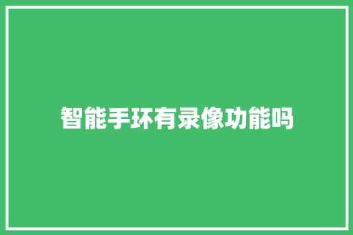 智能手环有录像功能吗