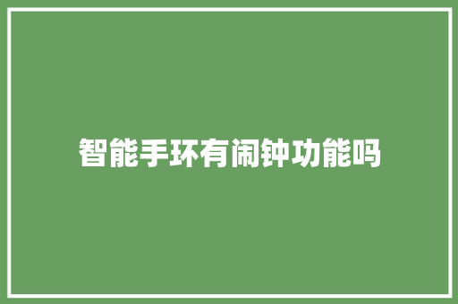 智能手环有闹钟功能吗