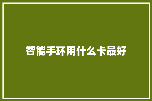 智能手环用什么卡最好  第1张