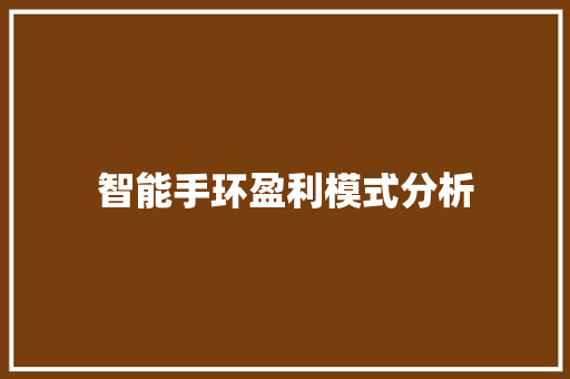 智能手环盈利模式分析