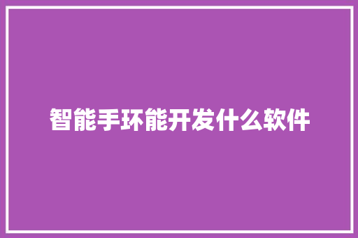 智能手环能开发什么软件