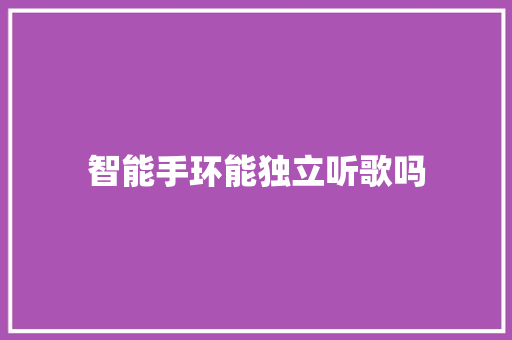 智能手环能独立听歌吗
