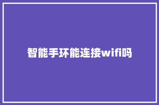 智能手环能连接wifi吗