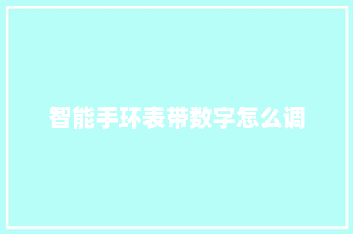 智能手环表带数字怎么调  第1张