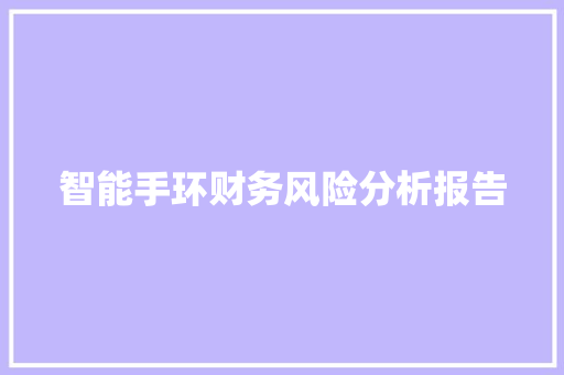 智能手环财务风险分析报告  第1张