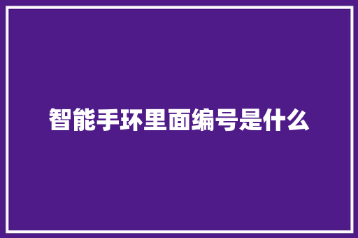 智能手环里面编号是什么  第1张