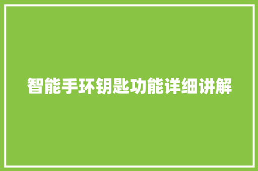 智能手环钥匙功能详细讲解