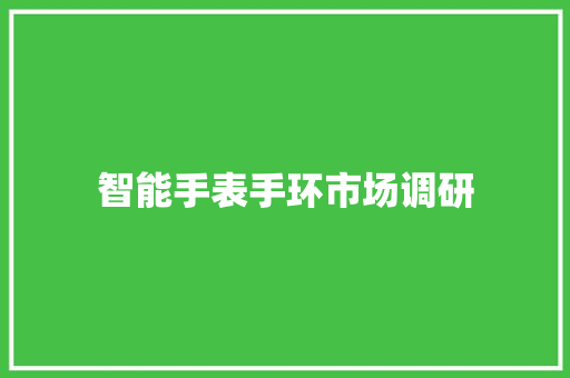 智能手表手环市场调研
