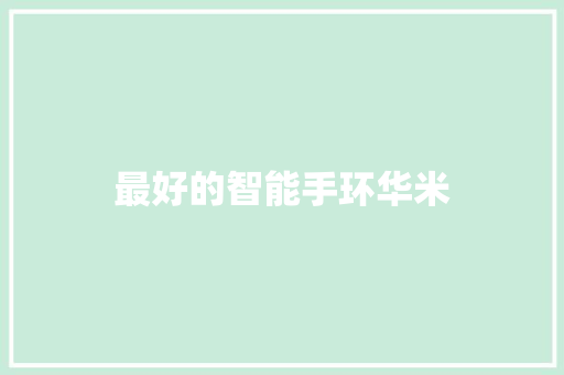 最好的智能手环华米