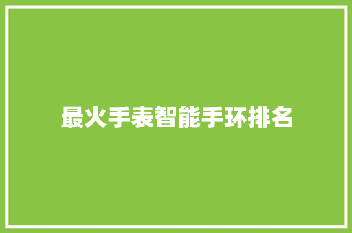 最火手表智能手环排名